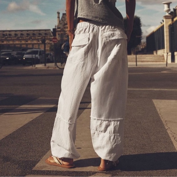 ZARA LINEN BLEND CARGO PANTS - Picture 3 of 10